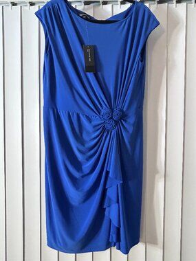 Women's Royal Blue Nine West Wrap Dress Size 14 New With Tags